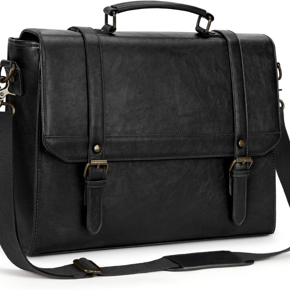 Messenger Bag for Men 15.6 inch Vintage Leather Waterproof Laptop Briefcase for